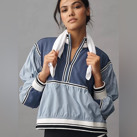 Anthropologie Daily Practice Half-zip Pullover Windbreaker Blue Color-block XL - Picture 14 of 14